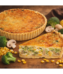 Brokolicový quiche s žampióny a kukuřicí