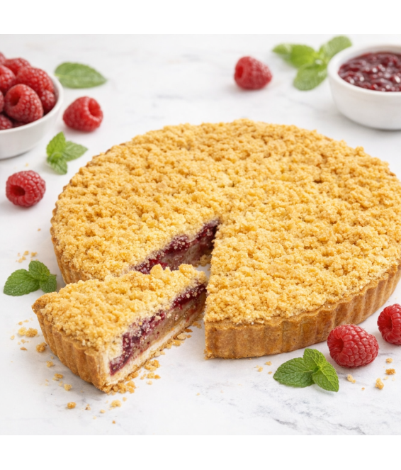 Malinovomandlový s drobenkou